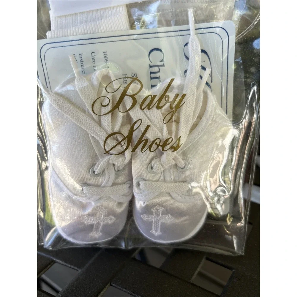 Vintage 90's White Christening Baby Shoes Booties In Package‎ Doll
